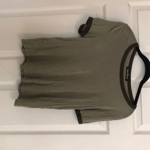 Military green cropped ringer tee